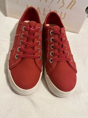 Blowfish red canvas low-top sneakers